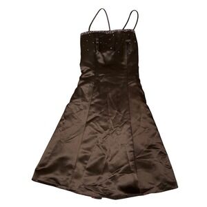 Y2K Women's Rhinestone Mini Dress Brown Sz-3/4 Ballet Princess Fairy Coquette